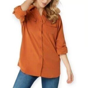 NWOT D & Co. Burnt Orange Button‑Down Shirt (1X)